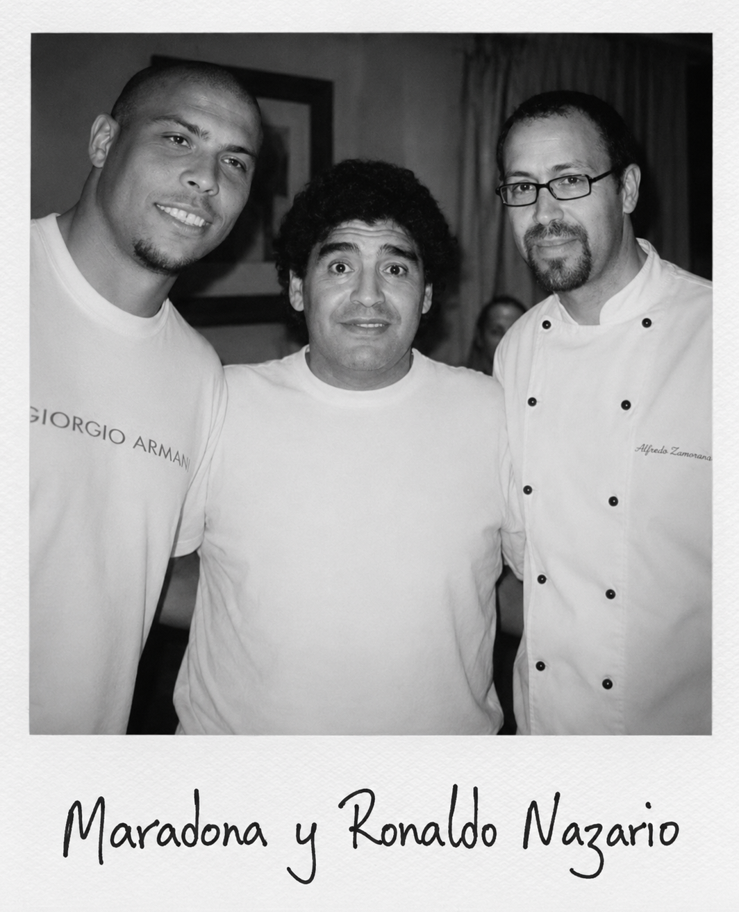 Alfredo Zamorano con Maradona y Ronaldo Nazario